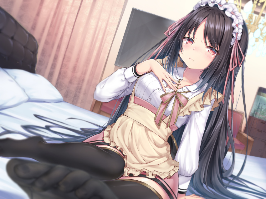 bed long_hair original thighhighs topia