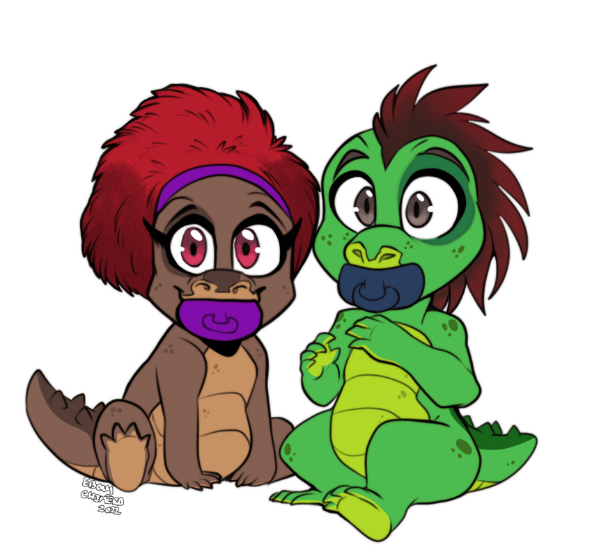 alligator alligatorid alpha_channel anthro baby brother_(lore) brother_and_sister_(lore) conditional_dnp crocodilian duo ebonychimera featureless_crotch female hair hi_res human hybrid looking_at_viewer male mammal nude pacifier red_hair reptile scalie sibling_(lore) sister_(lore) sitting smile twins_(lore) young young_anthro