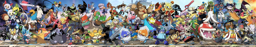 3_fingers 5_fingers :d absol absolutely_everyone aerodactyl alolan_form alolan_sandslash alternate_species animal_crossing anthro ape armor avian bagon bandai_namco barbie_e4 beady_eyes bird black_nose blastoise blaziken blue_eyes bottomwear bowser boxing_gloves braixen brother_(lore) brothers_(lore) budew canid canine canis capcom cape captain_falcon castle celebi cephalopod chesnaught chimchar chrom_(fire_emblem) clothed clothed_feral clothing cloud coleoid controller corrin_(fire_emblem) crocodile crocodilian crocodylid crossover crown dartrix decapodiform decidueye dewpider diddy_kong digital_media_(artwork) diglett dinosaur ditto_(pokemon) doctor donkey_kong_(character) donkey_kong_(series) dr._mario dragon ducklett earthbound_(series) elemental_creature emboar empoleon extinct f-zero facial_hair fangs farfetch'd feathers female fennekin feral fingers fire fire_emblem fire_emblem_fates floating floette flora_fauna flying forretress fossil_pokemon fur furgonomics gallade game_controller ganondorf gastly generation_1_pokemon generation_2_pokemon generation_3_pokemon generation_4_pokemon generation_5_pokemon generation_6_pokemon generation_7_pokemon genesect golett gorilla green_eyes group hair hammer handwear haplorhine hat hawlucha headgear headwear hi_res hitmonchan holding_object honchkrow horn humanoid_hands humanoid_pointy_ears ice_climber ike_(fire_emblem) inkay isabelle_(animal_crossing) jacket k_rool key king_dedede kingdra kirby_(series) konami kremling krookodile large_group legendary_pokemon little_mac long_hair long_image looking_at_viewer lucas_(earthbound) lucina_(fire_emblem) luigi lycanroc machine male mammal marine mario mario_bros marth_(fire_emblem) mawile mecha mega_audino mega_evolution mega_gardevoir mega_lucario mega_man_(character) mega_man_(series) melee_weapon meloetta meloetta_(aria_form) membrane_(anatomy) membranous_wings meowstic metal_gear metroid midnight_lycanroc mimikyu minun mollusk monkey moustache muscular mythological_creature mythological_scalie mythology ness night nintendo nintendo_controller nintendo_entertainment_system octillery olimar open_mouth orange_eyes orange_flower_floette pac-man pac-man_(series) pansage pecs pikmin piranha_plant plant plusle pokemon pokemon_(species) ponytail prehistoric_species primate princess_zelda punch-out!! r.o.b. red_eyes regional_form_(pokemon) reptile robin_(fire_emblem) robot roy_(fire_emblem) samurott samus_aran scales scalie scarf scepter sega seviper shield sibling_(lore) simple_background skirt sky slaking smeargle smile snake solid_snake sonic_the_hedgehog sonic_the_hedgehog_(series) spikes splatoon squirtle standing super_smash_bros. super_smash_bros._ultimate sword tail tail_through_skirt talonflame teeth text text_on_clothing text_on_hat text_on_headwear the_legend_of_zelda tongue tools topwear tsareena twins_(lore) villager_(animal_crossing) vines wario weapon wide_image wii_fit wii_fit_trainer wings yellow_eyes yoshi zeraora