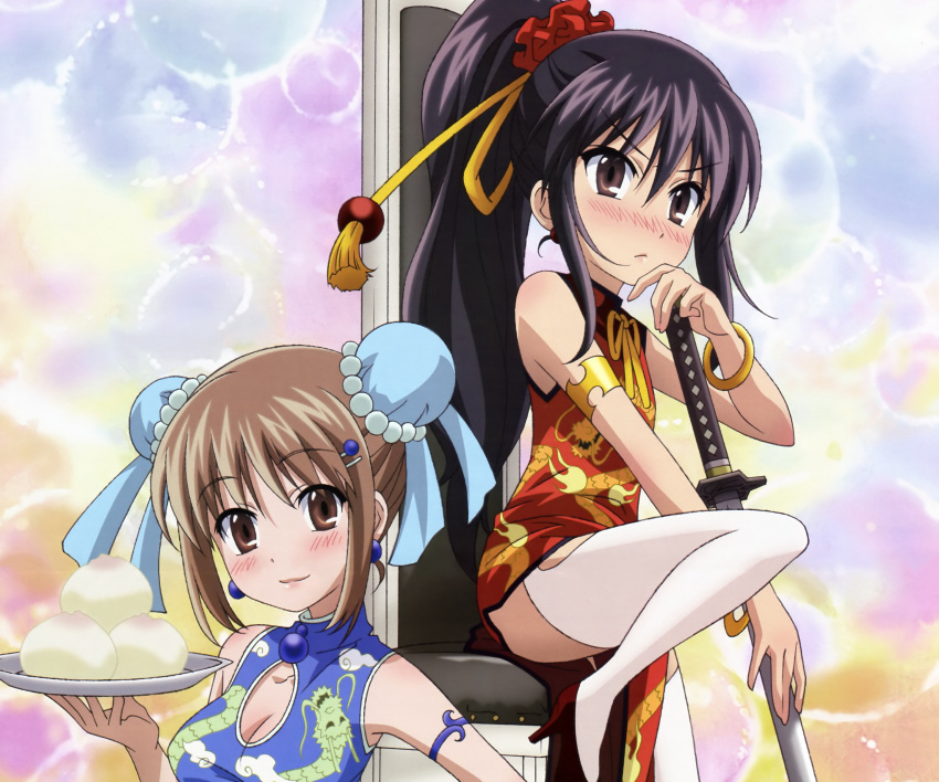 chinese_dress cleavage katana maruo_hajime shakugan_no_shana shana sword thighhighs weapon yoshida_kazumi