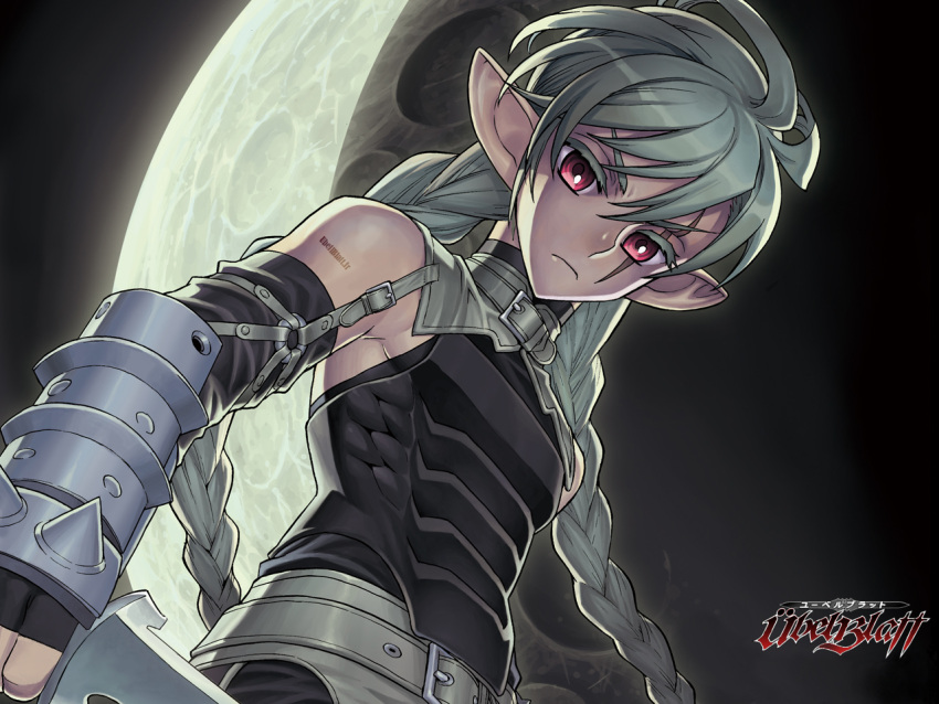 braids elf gray_hair koinzell male red_eyes sword ubel_blatt weapon