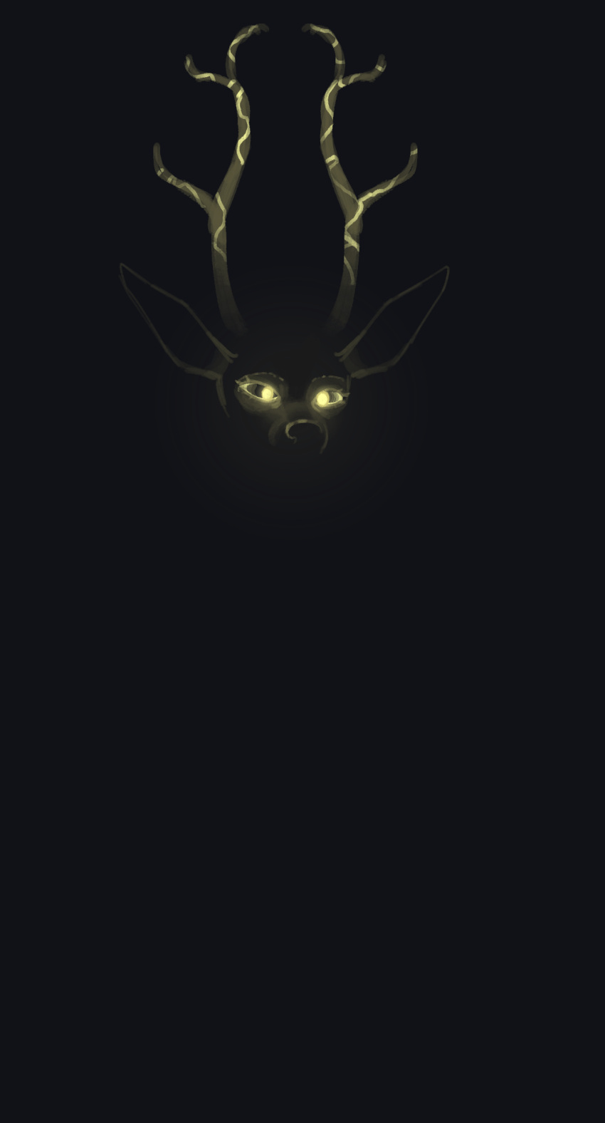 2023 ambiguous_gender antlers black_background deer digital_media_(artwork) discreet_user glowing glowing_antlers glowing_eyes glowing_horn hi_res horn mammal simple_background solo yellow_eyes