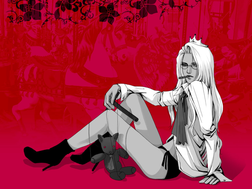 bikini cigarette crown glasses hellsing integra integra_wingates_hellsing swimsuit