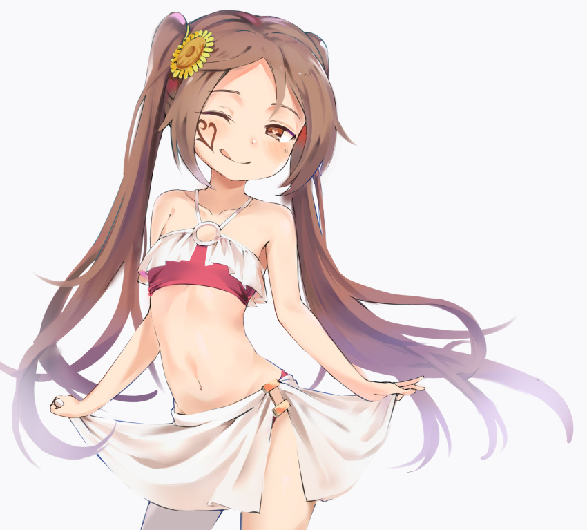 bikini kagami_tina shin_kouchuu_ouja_mushiking skirt_lift swimsuits tattoo wan_(calvin840203)