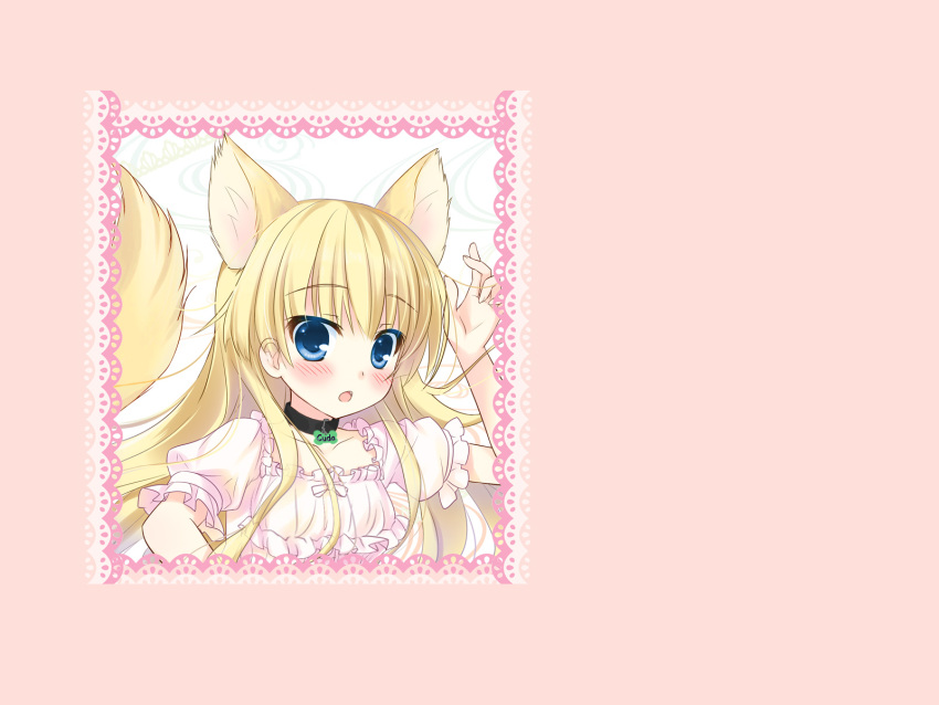 animal_ears blonde_hair blue_eyes blush collar oerba_yun_fang pink tail wolfgirl