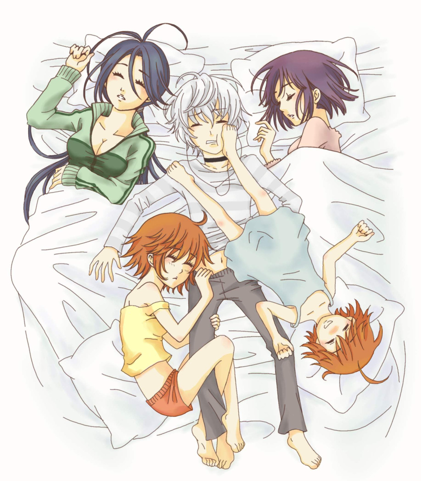 1boy 4girls accelerator_(toaru_majutsu_no_index) commentary_request harem highres last_order_(toaru_majutsu_no_index) messy_sleeper misaka_worst multiple_girls rikudou_inuhiko sleeping straight toaru_majutsu_no_index yomikawa_aiho yoshikawa_kikyou