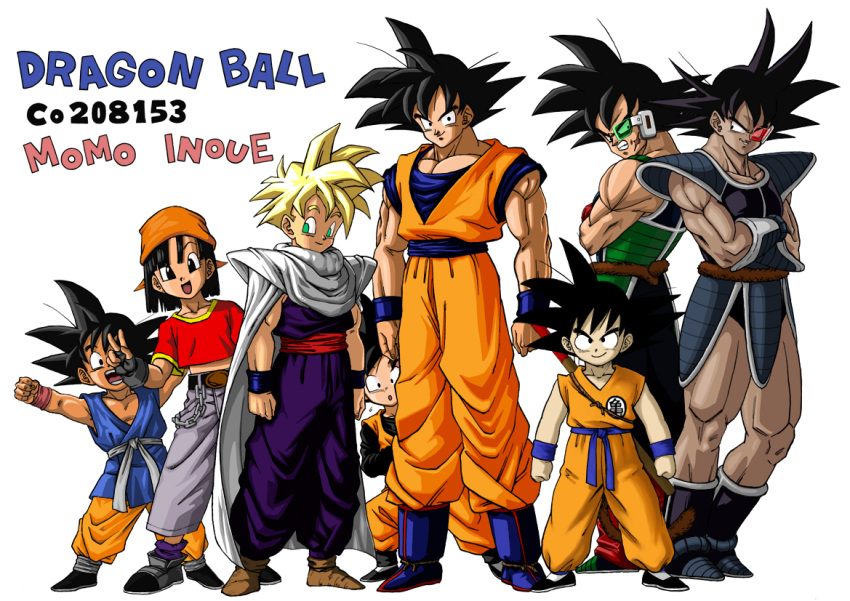 >:) 6+boys :d angry armor bandana bardock black_eyes black_hair blonde_hair boots chains clenched_hand clenched_hands clenched_teeth commentary_request copyright_name dragon_ball dragon_ball_(classic) dragon_ball_gt dragon_ball_z female fingerless_gloves gloves green_eyes lolicon mcenroe monkey_tail multiple_boys multiple_persona muscular open_mouth pan_(dragon_ball) photoshop_(medium) pole scouter shoes simple_background smile son_gohan son_goku son_goten spiked_hair super_saiyan super_saiyan_1 tail teeth time_paradox tullece v v-shaped_eyebrows wristband