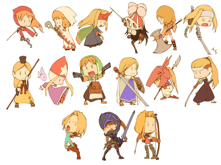 6+girls archer_(fft) axe bad_id bad_pixiv_id bow_(weapon) chemist_(fft) dark_knight_(fft) dark_knight_(final_fantasy) dragoon dragoon_(fft) dragoon_(final_fantasy) dual_wielding everyone final_fantasy final_fantasy_tactics geomancer_(fft) gun handgun holding knight_(fft) momigara_(mmgrkmnk) monk_(fft) multiple_girls mystic_(fft) ninja_(fft) onion_knight onion_knight_(fft) pantyhose polearm rapier samurai_(fft) spear squire_(fft) staff summoner_(fft) sword time_mage time_mage_(fft) weapon white_mage_(fft) white_mage_(final_fantasy)