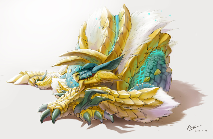 absurdres claws commentary_request dated dragon highres monster_hunter_(series) monster_hunter_portable_3rd no_humans signature solo stflash zinogre