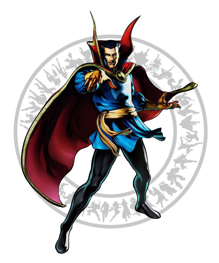 absurdres capcom cape doctor_strange highres male male_focus marvel marvel_vs._capcom marvel_vs._capcom_3 marvel_vs_capcom marvel_vs_capcom_3 mori_toshiaki multicolored_hair official_art shinkiro short_hair solo