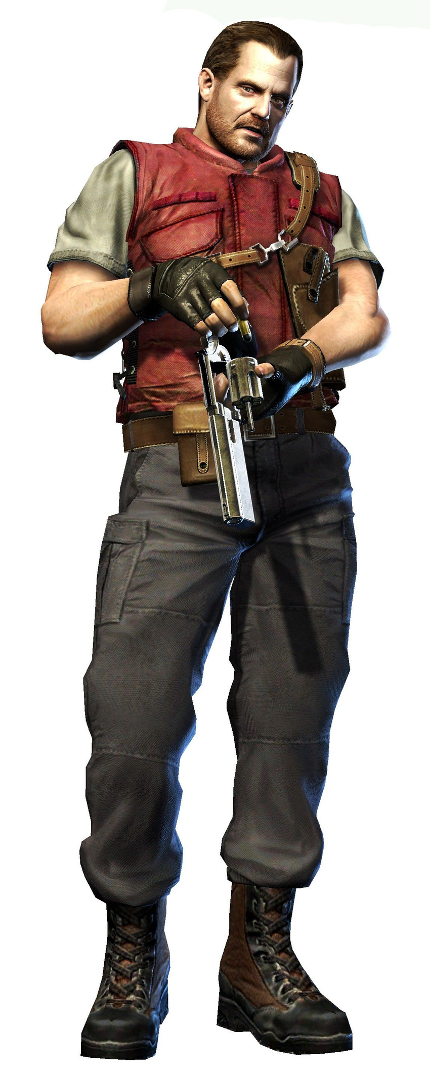 absurdres barry_burton beard boots capcom facial_hair gun highres resident_evil weapon