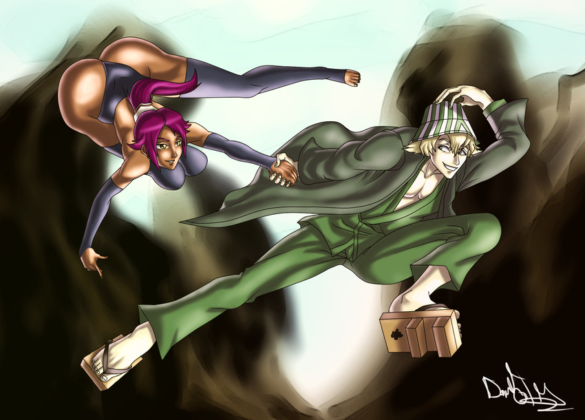 1boy bad_id bad_pixiv_id bleach daniel_ortega_mompean female highres photoshop_(medium) shihouin_yoruichi urahara_kisuke