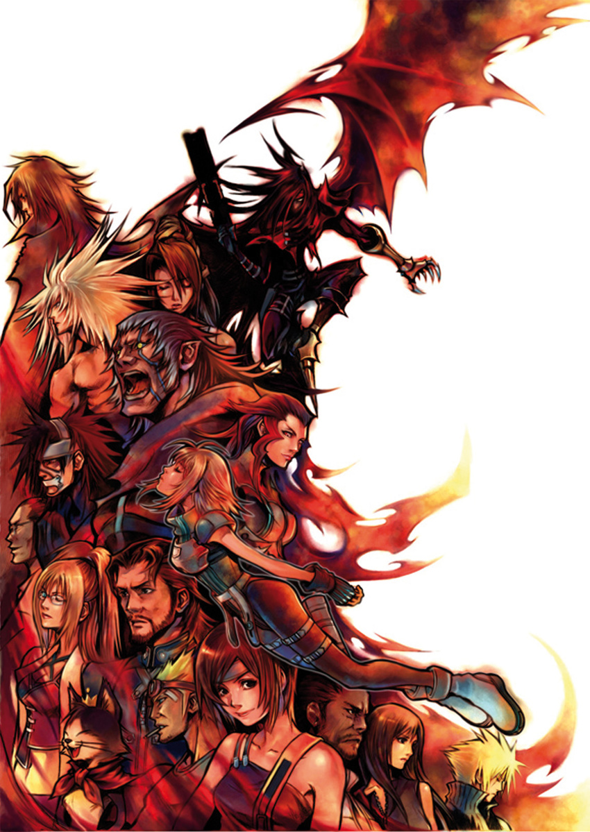 azul_the_cerulean barret_wallace cait_sith cid_highwind cloud_strife dirge_of_cerberus_final_fantasy_vii everyone final_fantasy final_fantasy_vii highres hojo lucrecia_crescent nero_the_sable nomura_tetsuya official_art reeve_tuesti rosso_the_crimson shalua_rui shelke_the_transparent tifa_lockhart vincent_valentine weiss_the_immaculate yuffie_kisaragi