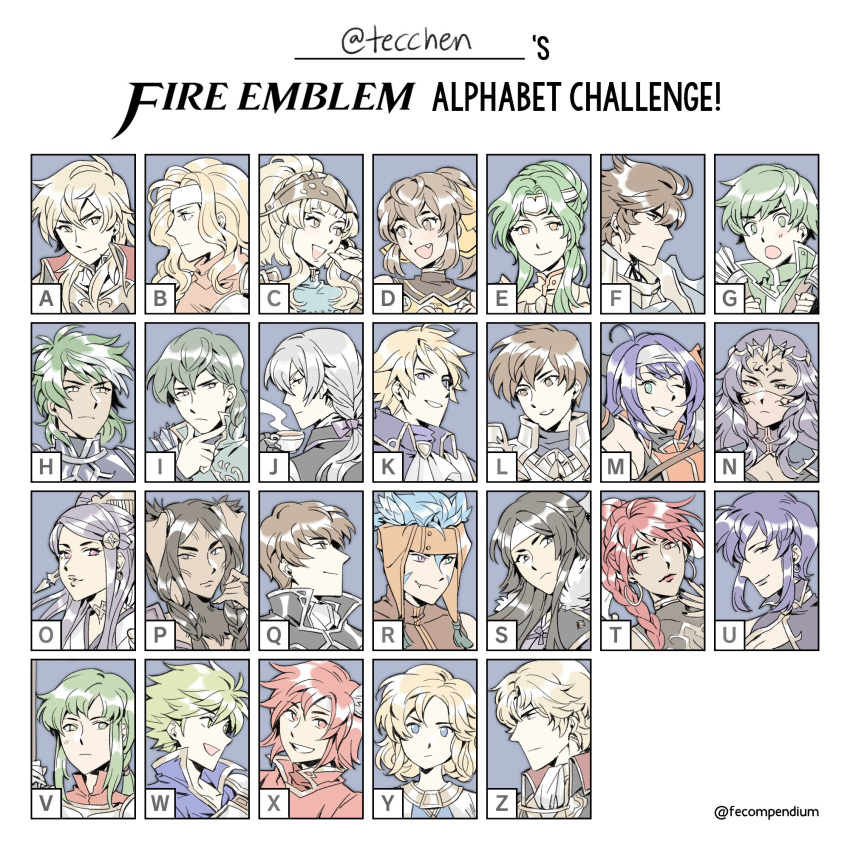 animal_ears ares_(fire_emblem) armor bad_id bad_twitter_id bare_shoulders black_hair blonde_hair blue_eyes blue_hair bracelet breastplate brigid_(fire_emblem) brown_eyes brown_hair camus_(fire_emblem) cape cat_ears clair_(fire_emblem) delthea_(fire_emblem) dress elincia_ridell_crimea fingerless_gloves fire_emblem fire_emblem:_genealogy_of_the_holy_war fire_emblem:_mystery_of_the_emblem fire_emblem:_path_of_radiance fire_emblem:_radiant_dawn fire_emblem:_the_binding_blade fire_emblem:_the_blazing_blade fire_emblem:_the_sacred_stones fire_emblem:_thracia_776 fire_emblem_awakening fire_emblem_echoes:_shadows_of_valentia fire_emblem_fates fire_emblem_heroes frederick_(fire_emblem) gloves gordin_(fire_emblem) green_eyes green_hair grey_hair hairband headband heath_(fire_emblem) helmet highres innes_(fire_emblem) jakob_(fire_emblem) jewelry klein_(fire_emblem) leif_(fire_emblem) long_hair looking_at_viewer mia_(fire_emblem) multiple_boys multiple_girls nyx_(fire_emblem) open_mouth orochi_(fire_emblem) panne_(fire_emblem) ponytail quan_(fire_emblem) rabbit_ears ranulf_(fire_emblem) red_eyes red_hair say'ri_(fire_emblem) short_hair shoulder_armor smile tecchen tethys_(fire_emblem) twintails ursula_(fire_emblem) vanessa_(fire_emblem) weapon white_hairband wolt_(fire_emblem) xane_(fire_emblem) yuliya_(fire_emblem)