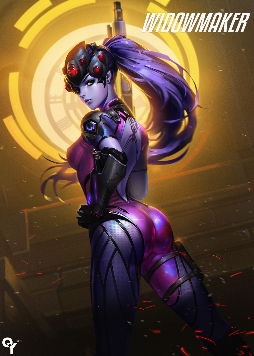 ass bodysuit gun liang_xing overwatch widowmaker