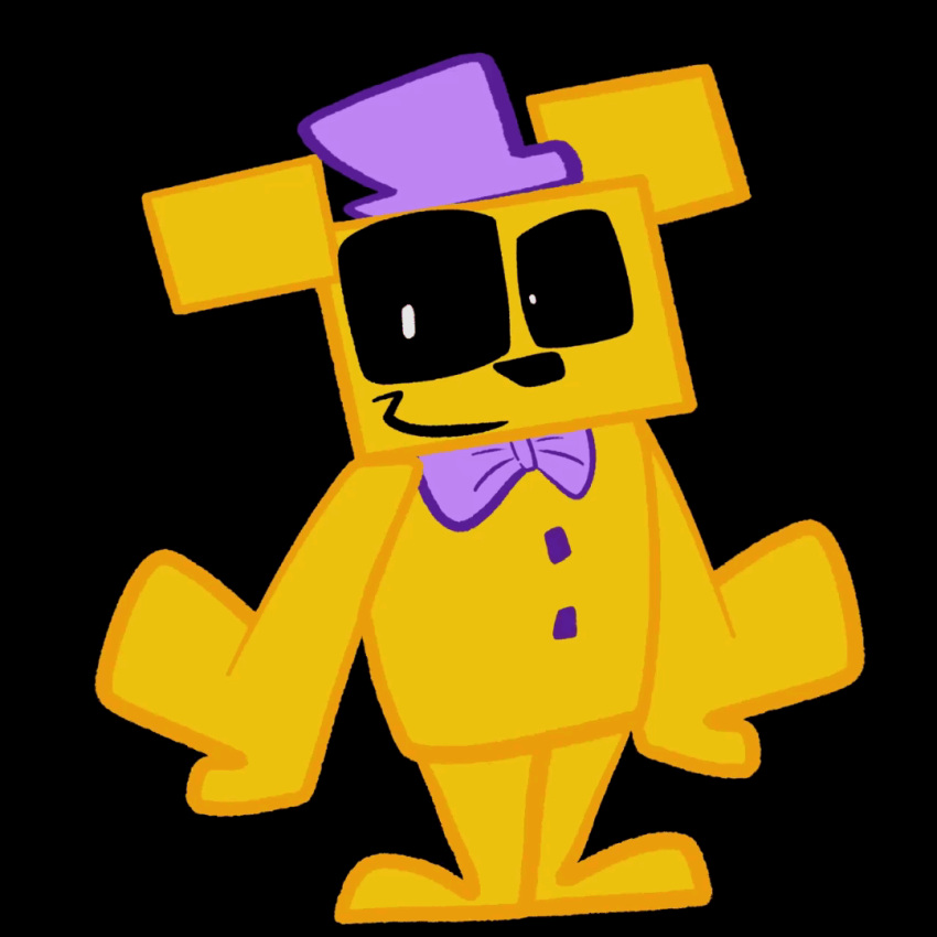 1:1 adventure_fredbear_(fnaf) animated anthro bear black_eyes blonde_hair clothing five_nights_at_freddy's five_nights_at_freddy's_world fredbear_(fnaf) hair juan_jo male mammal purple_clothing scottgames short_playtime solo ursine yellow_body