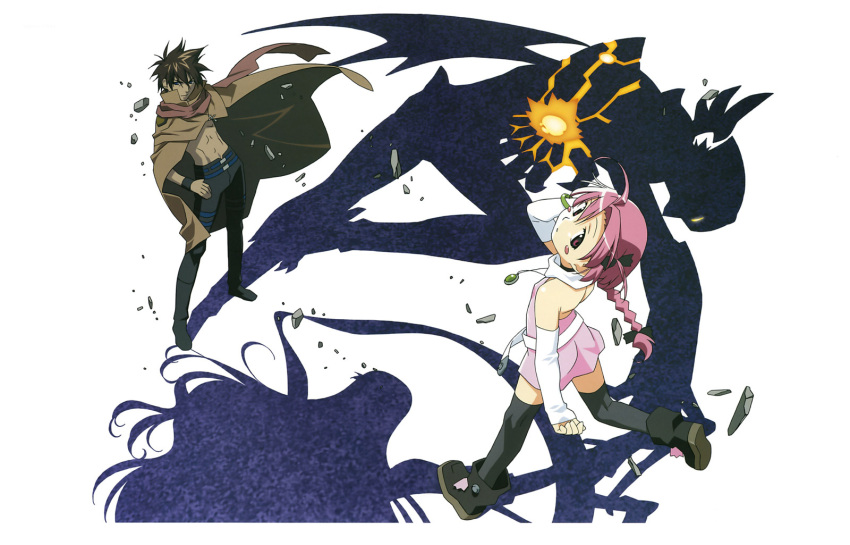 date_kyousuke dress highres nakahara_komugi silhouette soul_taker thigh-highs watanabe_akio