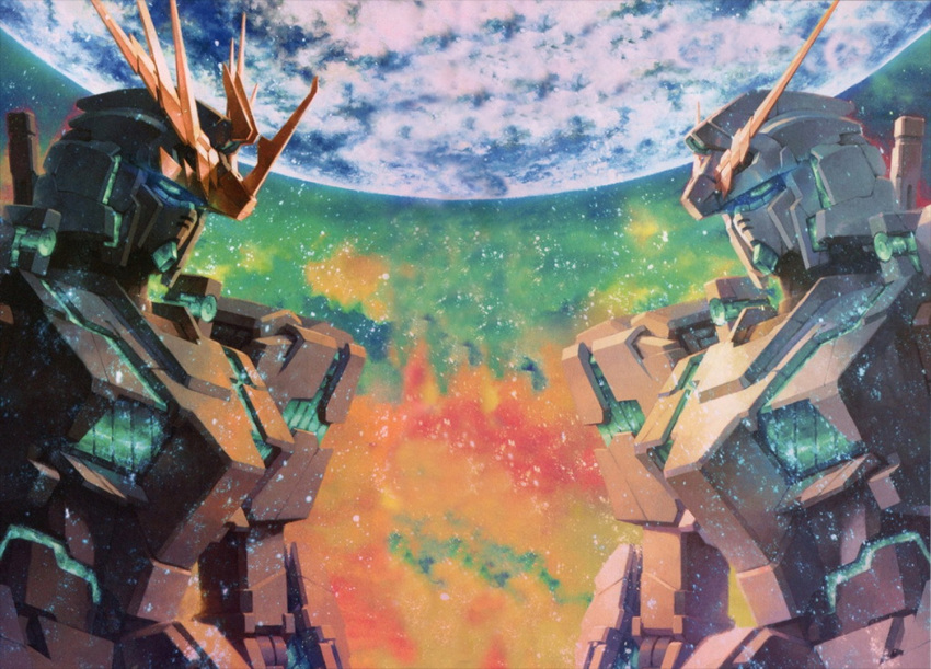 banshee clouds mecha mobile_suit_gundam planet sky