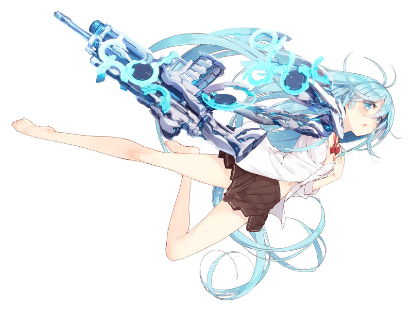 blue_eyes blue_hair denpa_onna_to_seishun_otoko gun long_hair mechagirl skirt touwa_erio transparent unaji weapon