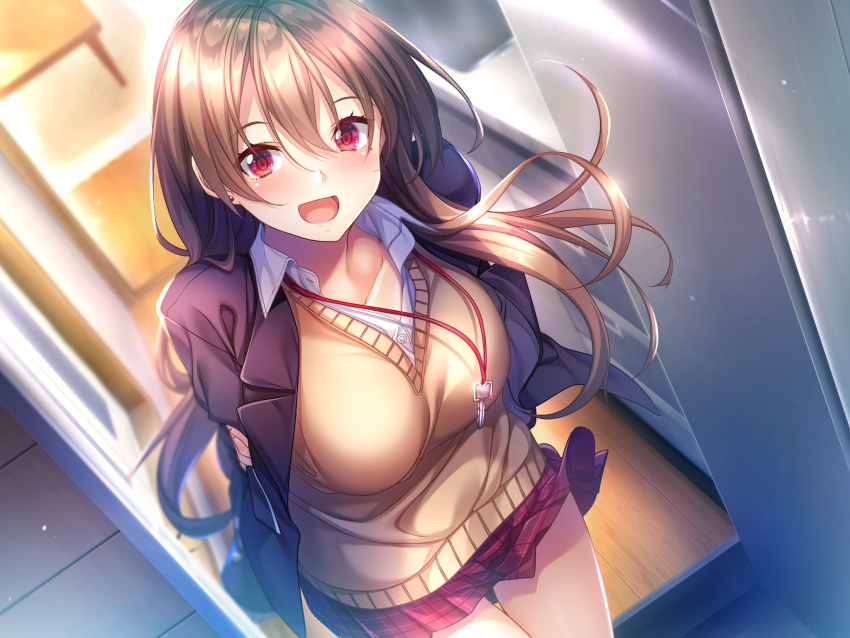 aikagi_3_(azarashi_soft) azarashi_soft game_cg gintarou saotome_ai seifuku skirt_lift sweater