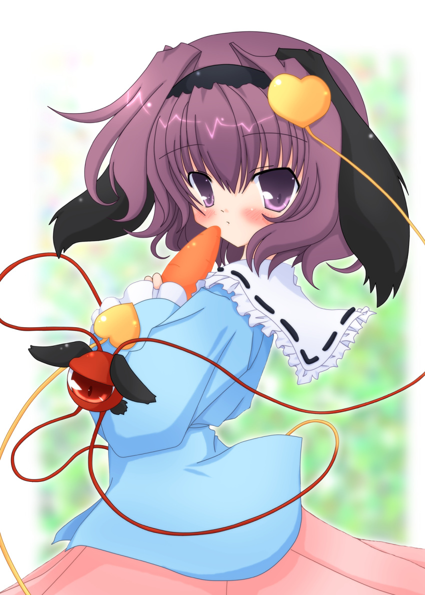 animal_ears asagiri_hayate carrot commentary_request eyeball female hairband highres kemonomimi_mode komeiji_satori purple_eyes purple_hair rabbit_ears short_hair solo third_eye touhou