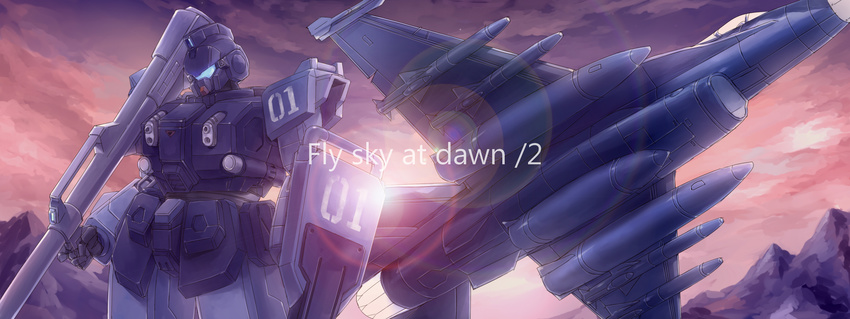 airplane atsushi/hao blue_destiny_01 f-2 gundam gundam_side_story:_the_blue_destiny highres jet mecha shield weapon