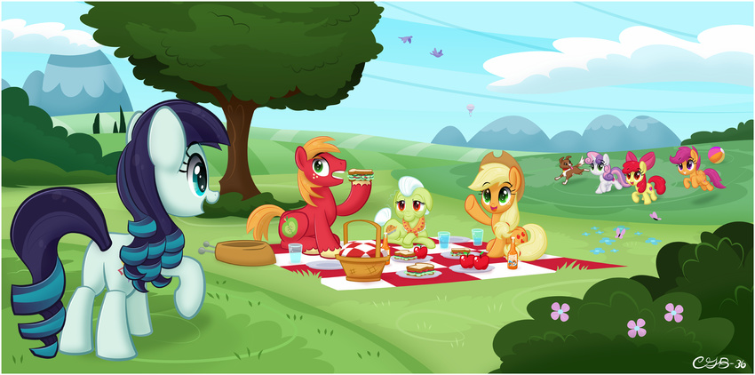 apple_bloom_(mlp) applejack_(mlp) basket big_macintosh_(mlp) blonde_hair blue_eyes brother_(lore) brother_and_sister_(lore) canid canine canis clothing collar coloratura_(mlp) container ctb-36 cutie_mark cutie_mark_crusaders_(mlp) domestic_dog domestic_pet earth_pony equid equine feathered_wings feathers female feral food friendship_is_magic fur furries_with_pets grandchild_(lore) granddaughter_(lore) grandmother_(lore) grandmother_and_grandchild_(lore) grandmother_and_granddaughter_(lore) grandmother_and_grandson_(lore) grandparent_(lore) grandparent_and_grandchild_(lore) grandson_(lore) granny_smith_(mlp) grass green_eyes group hair hasbro hat headgear headwear hi_res horn horse male mammal multicolored_hair my_little_pony mythological_creature mythological_equine mythology orange_body orange_feathers outside pegasus picnic picnic_basket plant pony purple_hair red_hair scootaloo_(mlp) sibling_(lore) sister_(lore) sky sweetie_belle_(mlp) tree two_tone_hair unicorn wings winona_(mlp)