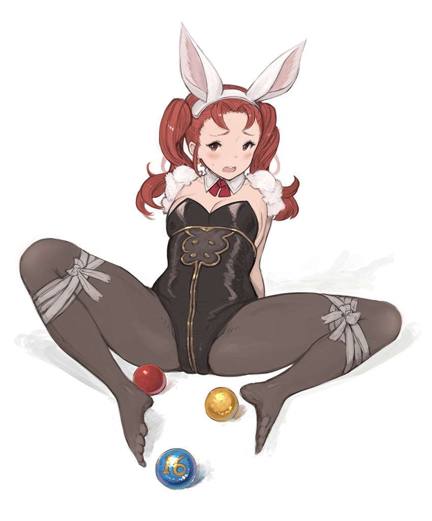 animal_ears bad_id bad_pixiv_id bondage bondage bound extra female granblue_fantasy hanarito highres jewel_resort_bunnygirl leotard no_shoes pantyhose playboy_bunny rabbit_ears red_hair solo twintails