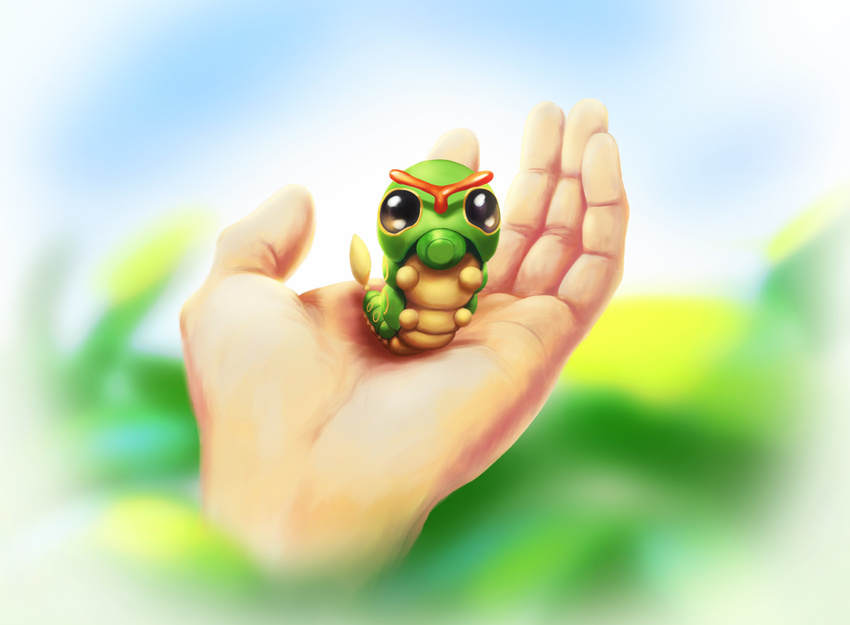 caterpie dekus highres nintendo pokemon pokemon_(game) simple_background