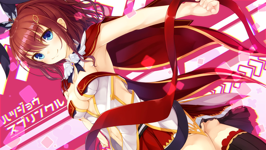 cleavage eorx hatsujou_sprinkle meidou_hazuki no_bra thighhighs wallpaper