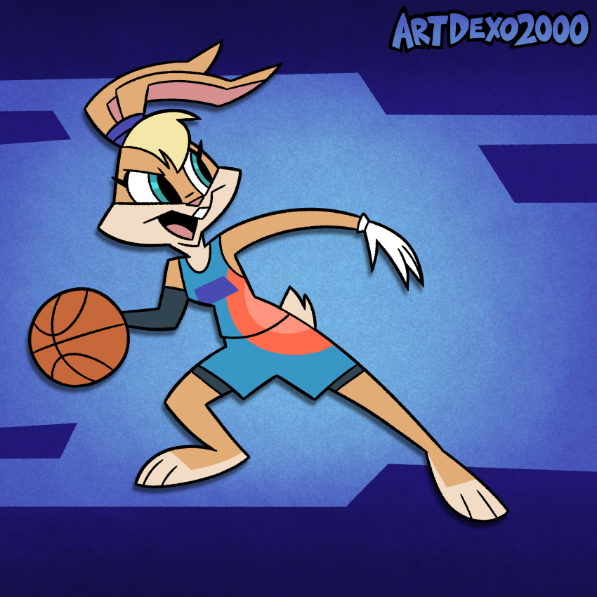 1:1 absurd_res action_pose anthro artdexo2000 ball basketball basketball_(ball) basketball_jersey basketball_uniform blonde_hair buckteeth clothing drop_shadow female gloves hair handwear hi_res lagomorph leporid lola_bunny looney_tunes mammal outline pose rabbit scut_tail short_tail solo space_jam space_jam:_a_new_legacy sport sportswear tail teeth toony tune_squad_outfit tune_squad_outfit_(2021) uniform warner_brothers white_clothing white_gloves white_handwear