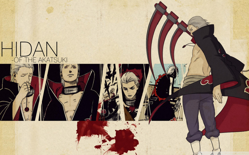 akatsuki hidan naruto red_eyes scythe white_hair