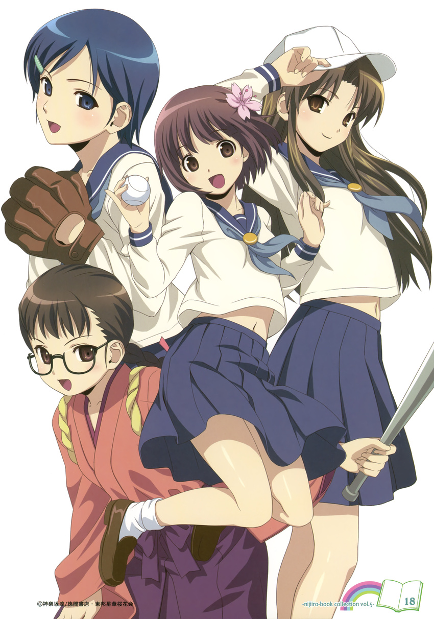 baseball kawashima_noe koutaro megane nijiiro_zakura ogasawara_akiko school_uniform suzukawa_koume taishou_yakyuu_musume tsukubae_tomoe wafuku