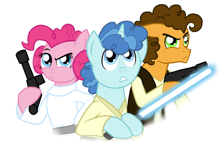 absurd_res alpha_channel blue_eyes blue_hair blue_lightsaber brown_hair cheese_sandwich_(mlp) clothed clothing crazynutbob_(artist) crossover earth_pony equid equine female feral friendship_is_magic fur green_eyes group gun hair han_solo hasbro hi_res holding_object holding_weapon horn horse jedi leia_organa lightsaber luke_skywalker male mammal melee_weapon my_little_pony mythological_creature mythological_equine mythology party_favor_(mlp) pink_hair pinkie_pie_(mlp) pony ranged_weapon simple_background star_wars sword unicorn weapon