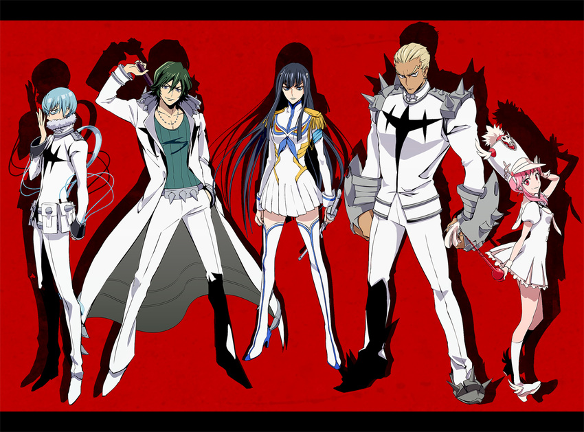 gamagouri_ira inumuta_houka jakuzure_nonon joka kill_la_kill kiryuin_satsuki sanageyama_uzu sword uniform weapon