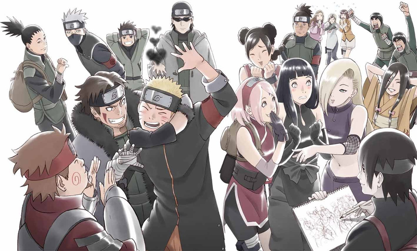 6+boys 6+girls aburame_shino akimichi_chouji artist_request bad_link blonde_hair blush cover dvd_cover embarrassed everyone facial_mark forehead_mark forehead_protector happy headlock hood hood_down hyuuga_hanabi hyuuga_hinata ino_yamanaka inuzuka_kiba konohagakure_symbol might_guy multiple_boys multiple_girls nara_shikamaru naruto:_the_last naruto_(series) official_art recursion rock_lee sai_(naruto) sakura_haruno sarutobi_konohamaru simple_background spiked_hair sunglasses tenten_(naruto) umino_iruka uzumaki_naruto whisker_markings white_background