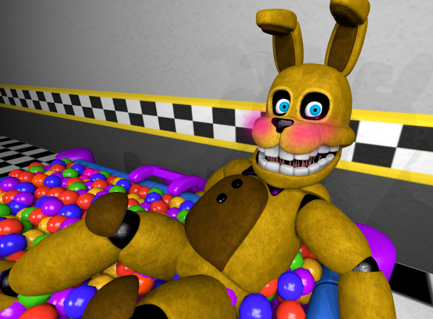 3d_(artwork) anthro digital_media_(artwork) fazbear's_fright five_nights_at_freddy's lagomorph leporid male mammal rabbit scottgames solo spring_bonnie_(fnaf) yuuki_momofox_(artist)