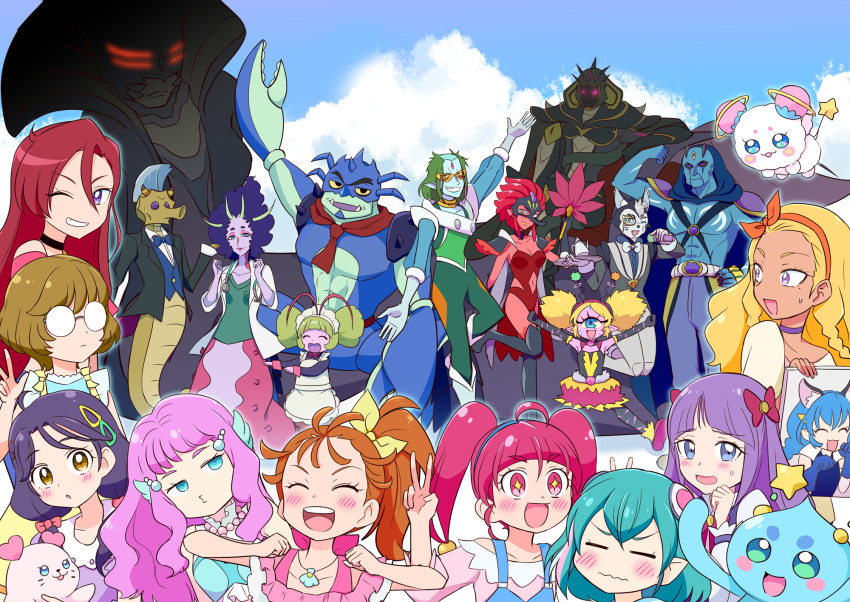 +_+ 6+boys 6+girls :3 :d ;d =_= ^_^ abs ahoge amamiya_elena animal animal_helmet antennae apron aqua_hair armor armpits arms_at_sides arms_up ascot asdge23 bakenyan_(precure) biceps bindi black_choker black_dress black_eyes black_gloves blonde_hair blouse blue_bow blue_dress blue_eyes blue_gloves blue_hairband blue_overalls blue_skin blue_sky blue_vest blunt_bangs blush bodysuit bow bowtie braid breasts brooch brown_eyes brown_hair bubble_skirt bunny_ears_prank butler butler_(precure) cat_boy choker chongire cleavage clenched_hands closed_eyes closed_mouth clothing_cutout cloud collared_vest colored_sclera colored_skin commentary_request constricted_pupils crab crop_top cyclops dancing darknest day doctor double_v dress elbow_gloves elda_(precure) embarrassed eyeliner eyewon_(precure) facepaint facing_viewer fangs feline fins fish flexing formal frilled_apron frilled_dress frills furry fuwa_(precure) garuouga_(precure) gem_(symbol) giant giantess glasses gloves glowing glowing_eyes gold_choker green_hair grey_skin grin hagoromo_lala hair_between_eyes hair_bobbles hair_ornament hair_over_shoulder hair_strand hairband hairbow hand_fan hand_up head_fins heart heart_hair_ornament heart_in_eye helmet highres holding holding_animal holding_microphone hood horns hoshina_hikaru ichinose_minori in-franchise_crossover jewelry jumping kaguya_madoka kappard_(precure) kururun_(precure) lab_coat large_breasts laura_la_mer laura_la_mer_(mermaid) legs_up leotard lipstick long_hair long_sleeves looking_at_viewer looking_back low_twintails maid maid_headdress makeup mask medium_hair microphone mohawk monster_boy monster_girl multicolored_hair multiple_boys multiple_girls muscular muscular_male natsuumi_manatsu navel navel_cutout necklace necktie nervous_smile no_nose no_sclera numeri_(precure) o3o oerba_yun_fang one-eyed one_eye_closed opaque_glasses open_mouth orange_hair overalls pantyhose paw_pose pincers pink_bow pink_eyes pink_footwear pink_hair pink_lips pink_shirt pointy_ears ponytail portrait_(object) pose precure prunce_(precure) puckered_lips purple_choker purple_eyes purple_hair purple_skin red_ascot red_eyes red_hair red_leotard red_skin round_eyewear round_teeth sea_cucumber_girl sea_slug seahorse seal_(animal) see-through see-through_sleeves shell shell_necklace shirt shoes short_eyebrows short_hair shoulder_pads shoulder_spikes shrimp_girl side_ponytail size_difference skirt sky sleeveless sleeveless_dress slug_girl smile spiked_helmet spikes star_(symbol) star_in_eye star_twinkle_precure stethoscope streaked_hair suit sunglasses surprised suspenders suzumura_sango sweatdrop symbol-shaped_pupils symbol_in_eye takizawa_asuka teeth tengu tengu_mask tenjou_(precure) the_witch_of_delays thick_eyebrows third_eye tinted_eyewear topless_male triangle_hair_ornament tropical-rouge!_precure twin_braids twintails uneven_eyes upper_teeth_only v vest w wavy_mouth white_apron white_bow white_hair yellow-tinted_eyewear yellow_bow yellow_lips yellow_sclera yuni_(precure)