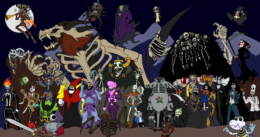 absolutely_everyone absurd_res adventure_time ainz_ooal_gown animated_skeleton anterior_nasal_aperture arachnid armor arthropod berserk_(series) bone brook_(one_piece) cartoon_network clothing crossover cybernetics cyborg dark_souls death_(personification) death_jr disney doom_(series) dota dry_bones duskull english_text fallout female fromsoftware generation_3_pokemon ghost_rider glowing glowing_eyes gravelord_nito grim_(tgaobam) grim_fandango grim_reaper group hat headgear headwear heart_symbol hi_res horn humanoid id_software instrument_(disambiguation) jack_skellington kleer_skeleton_(serious_sam) large_group lewis_pepper lord_hater machine male manny_calavera mario_bros marvel masters_of_the_universe mattel medievil_(game) melee_weapon microsoft minecraft mojang mystery_skulls nintendo one_piece overlord_(series) papyrus_(undertale) pokemon pokemon_(species) polearm pronounced_browridge pugna red_eyes revenant revenant_(doom) robot sans_(undertale) scythe serious_sam servo_skull shoulder_cannon sir_daniel_fortesque skeleton skeletor skull_knight spider stallord text the_book_of_life the_grim_adventures_of_billy_and_mandy the_legend_of_zelda the_lich_(adventure_time) the_nightmare_before_christmas twilight_princess undead undertale undertale_(series) vutiendung wander_over_yonder warhammer_(franchise) warhammer_40000 weapon xbox_game_studios y-17_trauma_override_harness_(fallout)