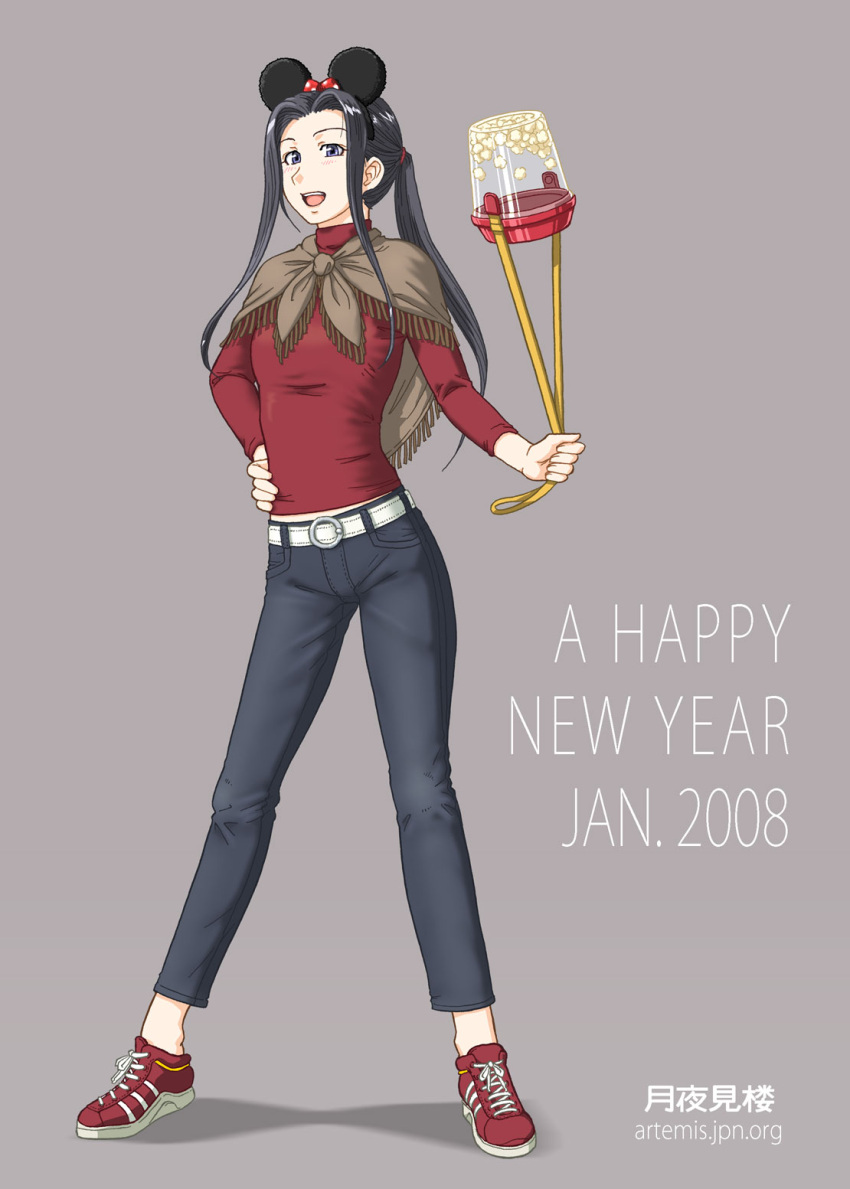 2008 animal_ears chinese_zodiac denim female highres hosokawa_kanako jeans maria-sama_ga_miteru mouse_ears new_year ogino_atsushi pants solo standing year_of_the_rat