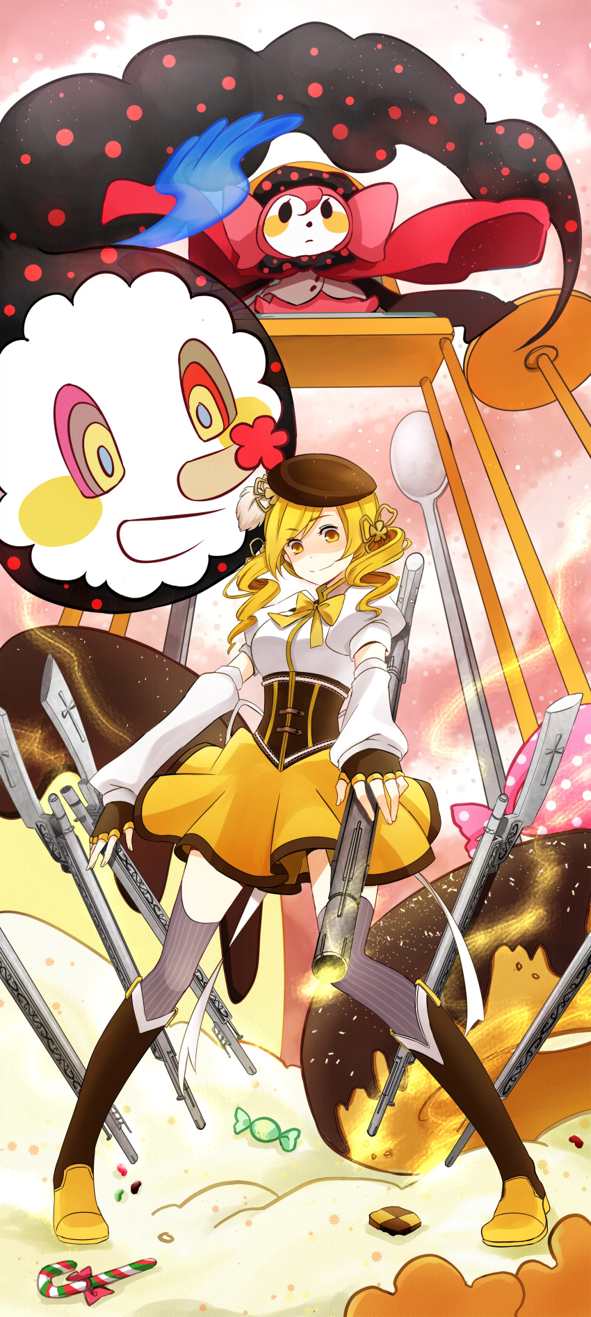 charlotte_(mahou_shoujo_madoka_magica) mahou_shoujo_madoka_magica thighhighs tomoe_mami usami