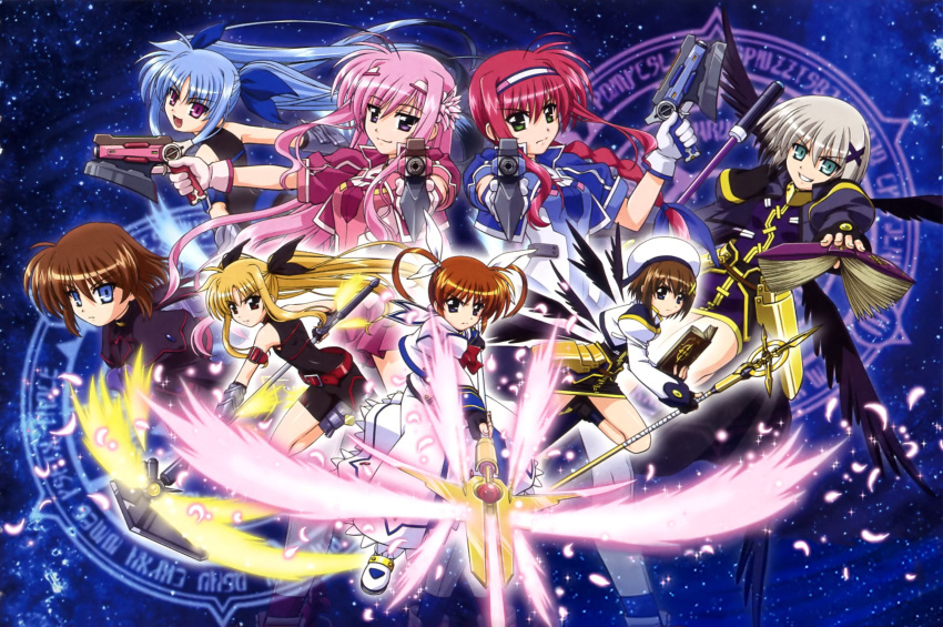 amitie_florian fate_testarossa kyrie_florian mahou_shoujo_lyrical_nanoha mahou_shoujo_lyrical_nanoha_a's_the_gears_of_destiny material-d material-l material-s okuda_yasuhiro takamachi_nanoha yagami_hayate