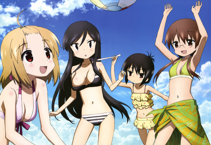 a_channel bikini cleavage megane nagi_(a_channel) run_(a-channel) sasaki_masakatsu swimsuits tooru yuuko_(a-channel)