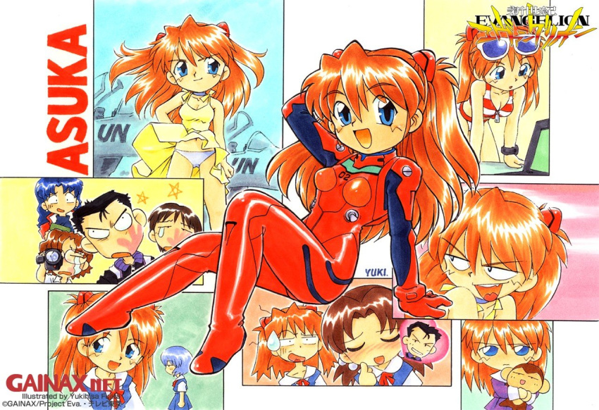 aida_kensuke aircraft angry ayanami_rei bikini blue_eyes blush choker doll dress fujita_yukihisa heart horaki_hikari ikari_shinji katsuragi_misato monkey neon_genesis_evangelion open_mouth panties plugsuit school_uniform seifuku smile soryu_asuka_langley sunglasses suzuhara_touji sweatdrop swimsuit teeth underwear