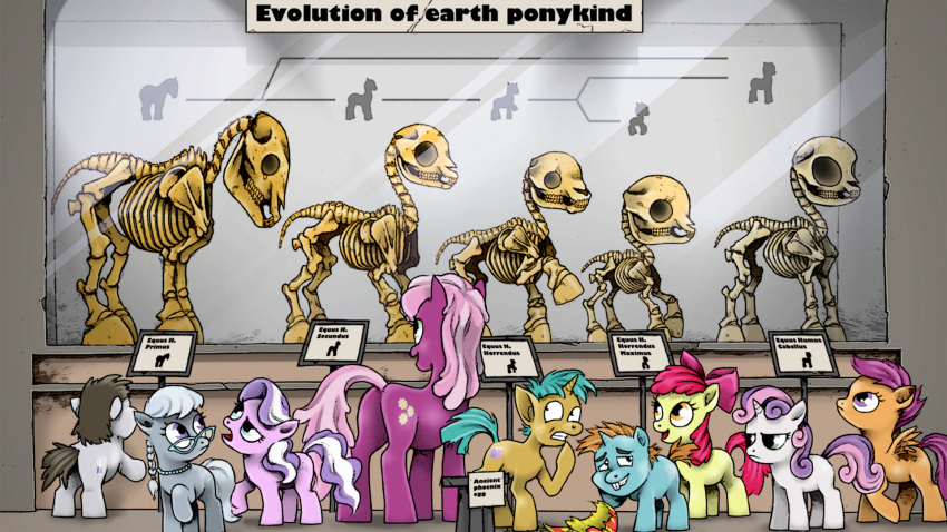 16:9 anatomy apple_bloom_(mlp) ass bone chart cheerilee_(mlp) cutie_mark cutie_mark_crusaders_(mlp) diamond_tiara_(mlp) earth_pony egg english_text equid equine evolution evolution_chart eyewear feathered_wings feathers female feral friendship_is_magic glasses group hasbro hi_res horn horse male mammal moderatelydeviant museum my_little_pony mythological_creature mythological_equine mythology nude orange_body orange_feathers pegasus pony quadruped scootaloo_(mlp) silver_spoon_(mlp) skeleton snails_(mlp) snips_(mlp) sweetie_belle_(mlp) tail text truffle_shuffle_(mlp) unicorn widescreen wings young young_feral