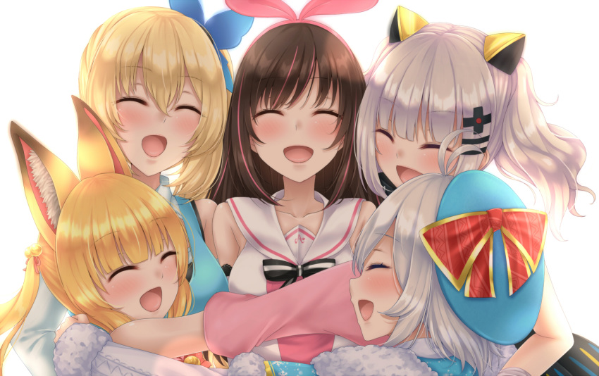 a.i._channel aru_gunsou dennou_shoujo_youtuber_shiro group hug kaguya_luna kaguya_luna_(character) kemomimi_vr_channel kizuna_a.i. mirai_akari mirai_akari_project nekomasu_(kemomimi_vr_channel) shiro_(dennou_shoujo_youtuber_shiro)