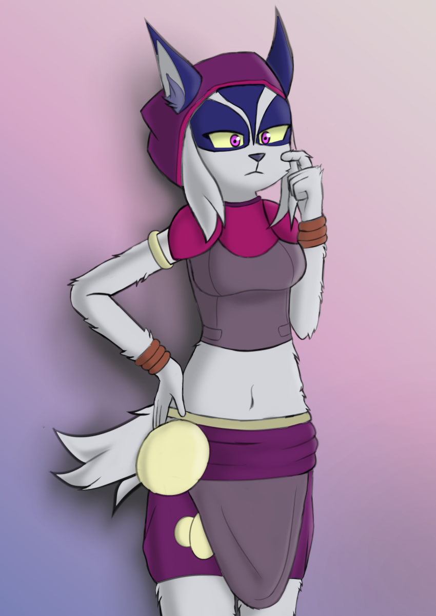 2022 4_fingers absurd_res anthro asuri_(brawlhalla) blue_markings bracelet brawlhalla breasts clothed clothing digital_media_(artwork) facial_markings felid feline female fingers fur giannipapetti grey_body grey_fur hair head_markings hi_res hoodie jewelry looking_away lynx mammal markings simple_background solo topwear yellow_eyes