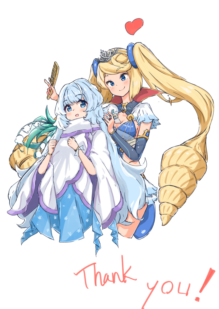 2girls absurdres aotsuba blonde_hair blue_eyes commission drill_hair highres long_hair multiple_girls pixiv_commission sheba_(xenoblade) simple_background twintails ursula_(xenoblade) very_long_hair white_background xenoblade_chronicles_(series) xenoblade_chronicles_2