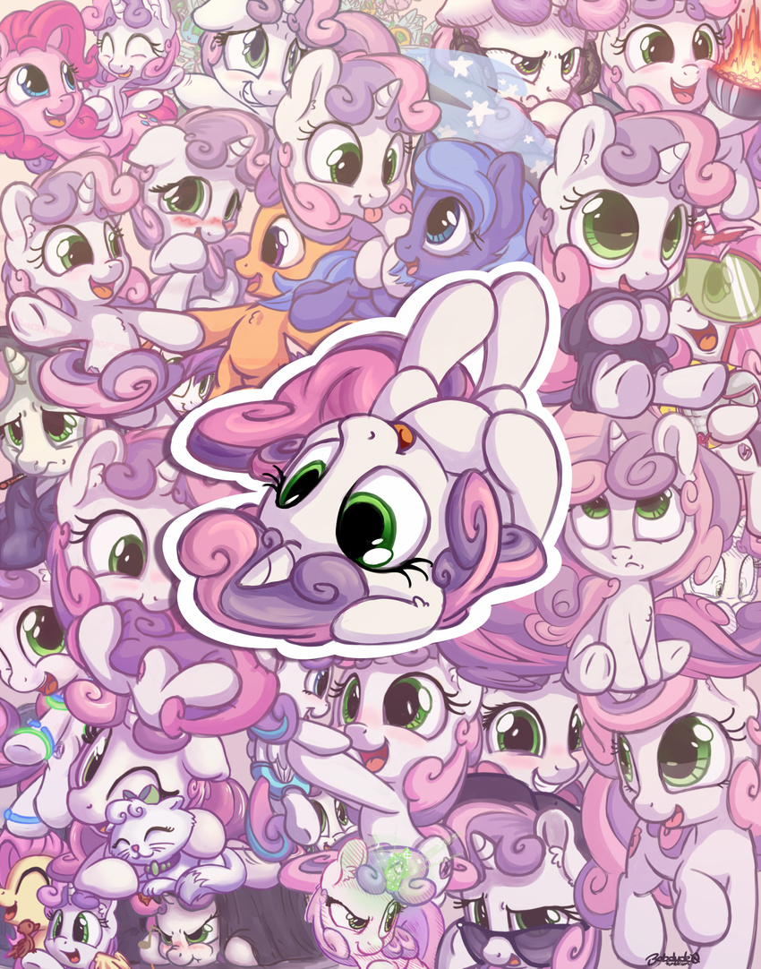 avoid_posting blush bobdude0 clothed clothing domestic_cat earth_pony equid equine eyewear felid feline felis female feral fire flurry_heart_(mlp) fluttershy_(mlp) friendship_is_magic green_eyes hair hasbro hi_res hooves horn horse mammal multicolored_hair my_little_pony mythological_creature mythological_equine mythology one_eye_closed opalescence_(mlp) open_mouth open_smile pink_hair pinkie_pie_(mlp) pony princess_luna_(mlp) purple_hair smile sweetie_belle_(mlp) tongue tongue_out two_tone_hair unicorn young young_feral