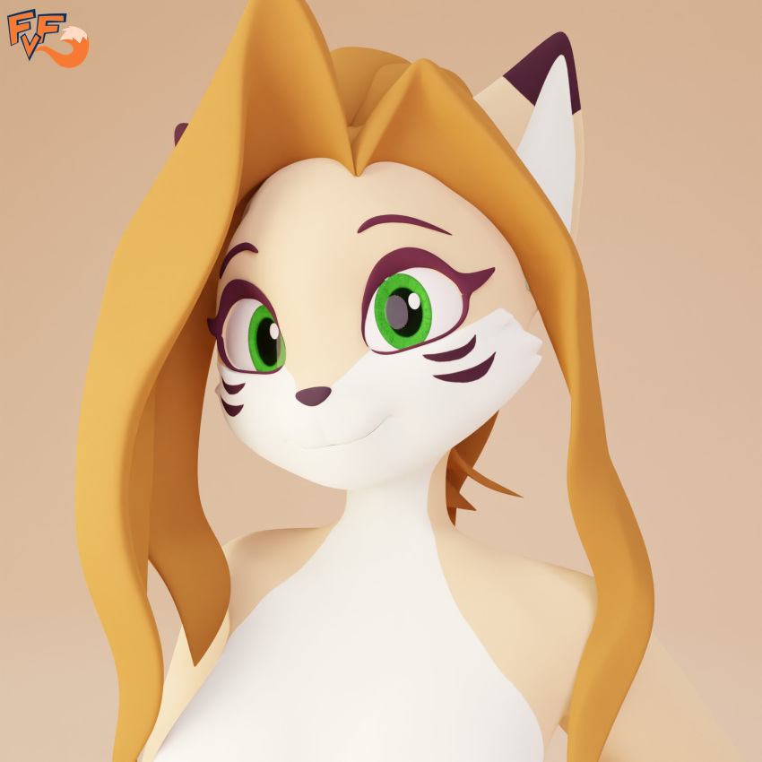 1:1 3d_(artwork) anthro blender_(artwork) breasts canid canine canis digital_media_(artwork) elisabeth_(eipril) female fox foxdee_foxtail fur hi_res male mammal multicolored_body multicolored_fur nude orange_body orange_fur solo two_tone_body two_tone_fur white_body white_fur